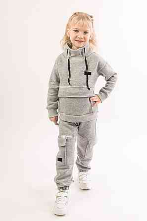 Костюм детский, спортивный х/б 100% (серый меланж, ментол, сиреневый,розовый, желтый) Крохатушка одяг 110, Серый Киев