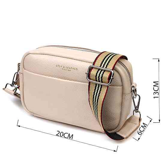 Отличная женская сумка на плечо из натуральной кожи 22121 Vintage Белая Киев