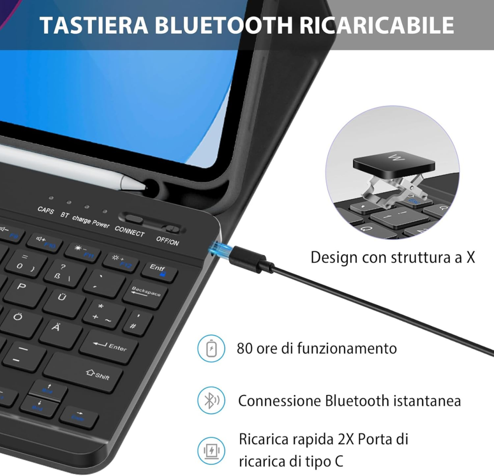 Чехол-клавиатура для iPad 10-го поколения 10.9 дюймов 2022 года, с Bluetooth клавиатурой, с держателем для стилус для iPad 10-го Киев - изображение 6