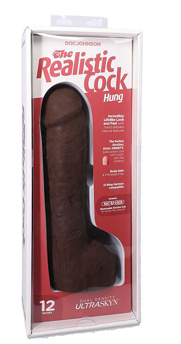 Фалоімітатор Doc Johnson The Realistic Cock ULTRASKYN - 12 Inch Hung with Balls Chocolate Sex Aura Київ - фото 8