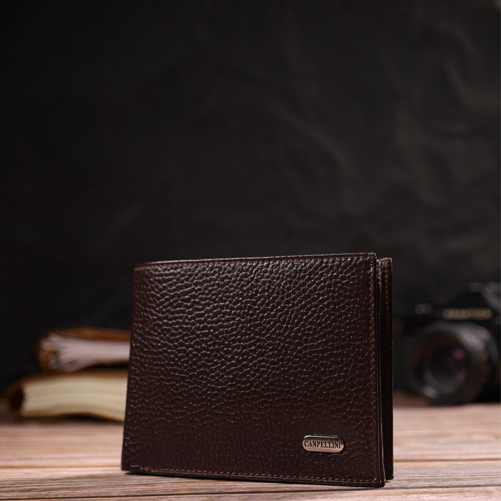 Идеальный горизонтальный мужской бумажник среднего размера из натуральной зернистой кожи CANPELLINI 21863 Киев - изображение 8