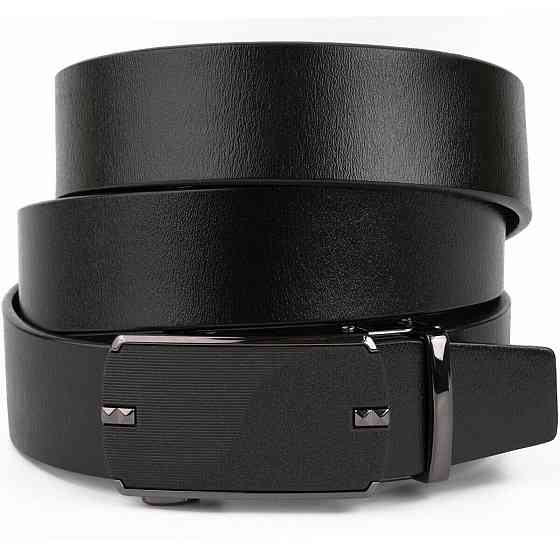 Ремень мужской c матовой черной вставкой на пряжке Черный (Vintage) Киев