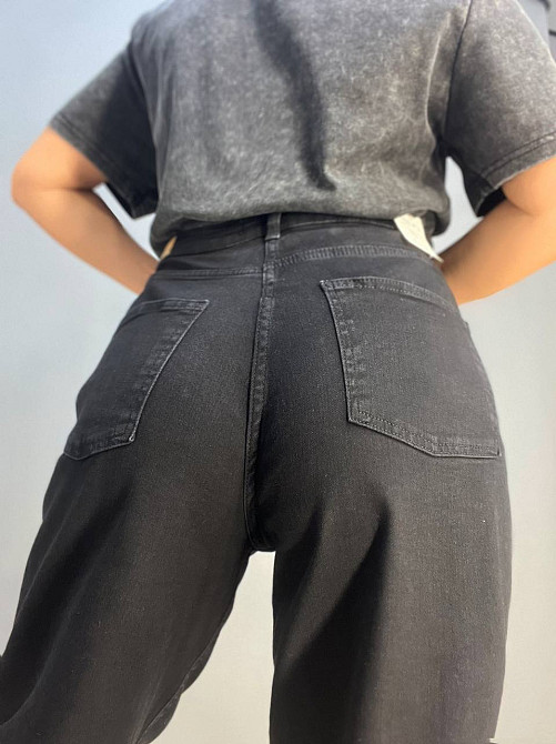 Джинси жіночі Its Basic 3474 skater jeans мом банани стрейчеві збільшені розміри чорні, чорний, 48, 48, 105 см, 138 см Київ - фото 9