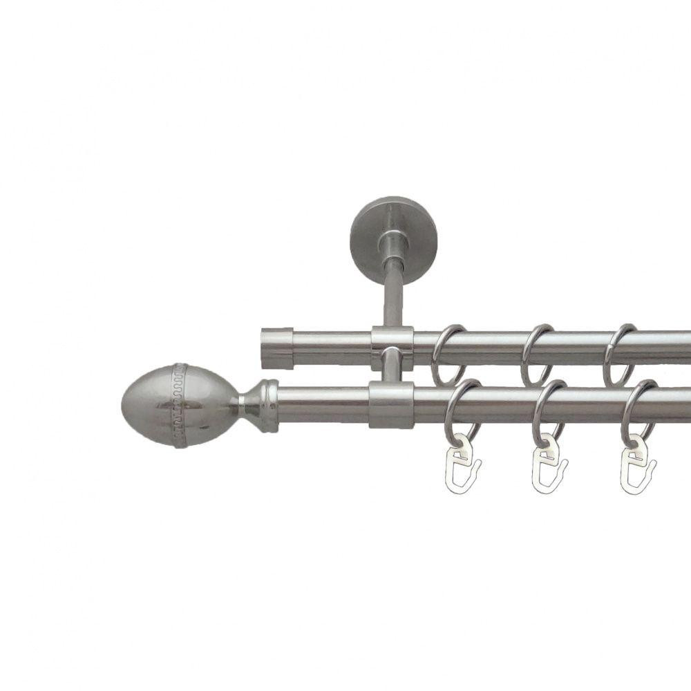 Карниз Orvit Фарже металевий дворядний закритий гладка труба кільце металеве Нержавіюча Сталь 16\16 мм 300 см (5503250) Львів - фото 1