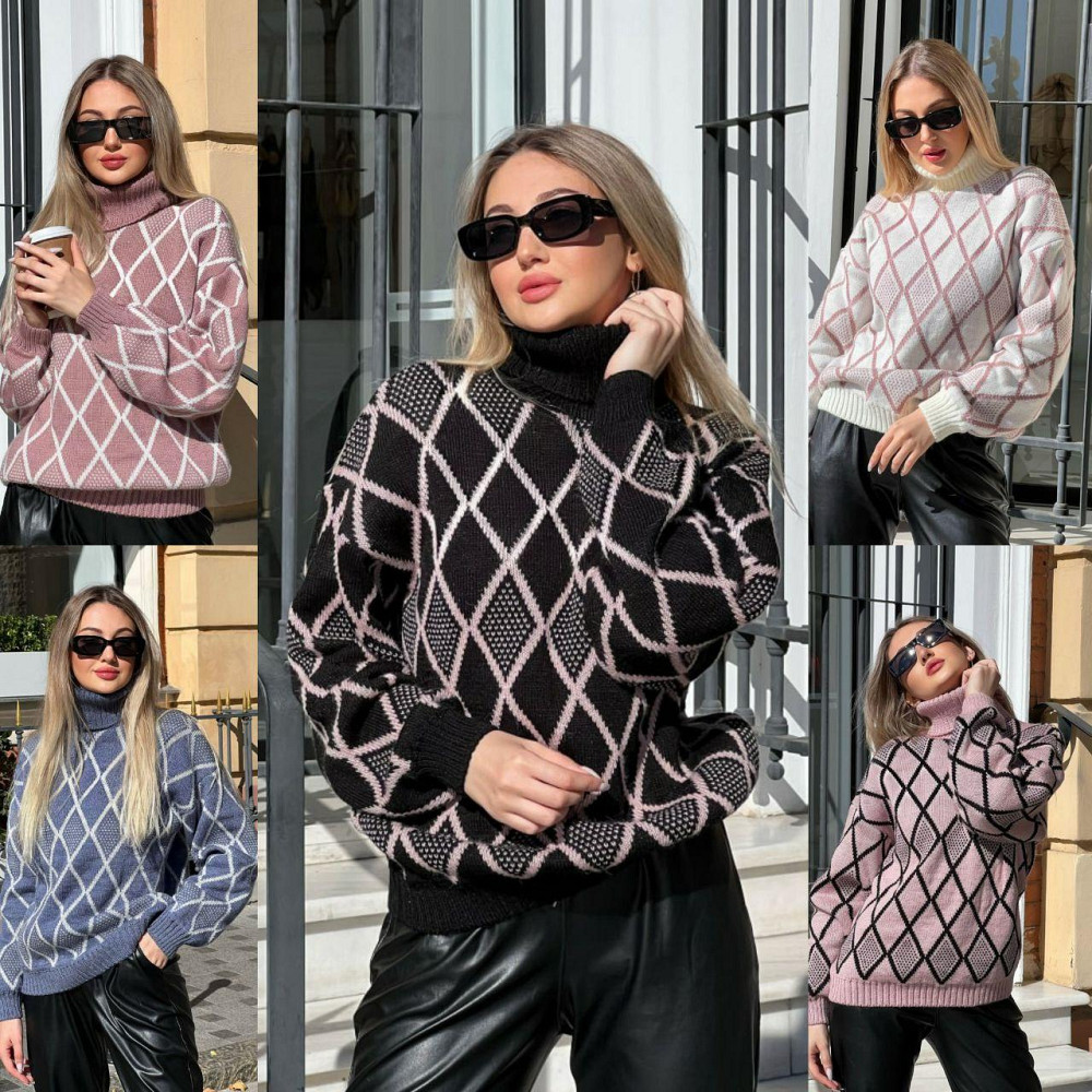 Жіночий стильний в'язаний светр графічний принт. 42-52р. Київ - фото 3