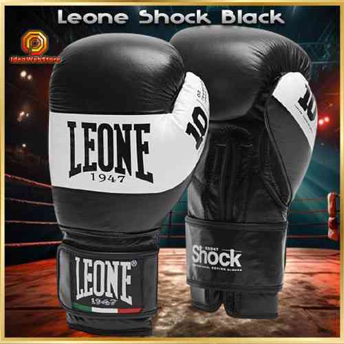 Боксерські рукавички Leone Shock Black 12 унцій натуральна шкіра Nappa, пінно-гелевий наповнювач, для тренувань і спарингів Київ