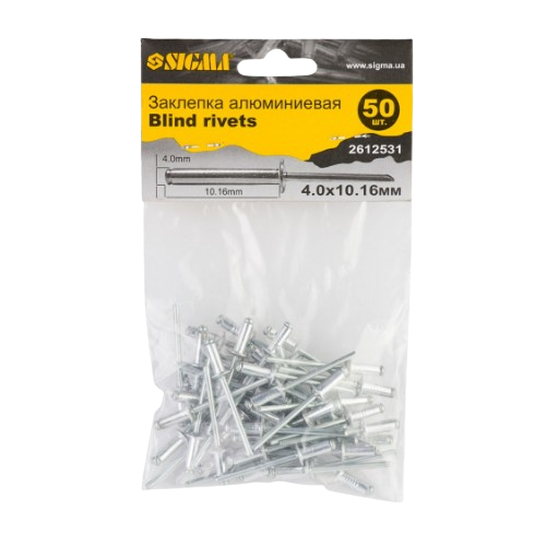 Заклепка алюмінієва 4,0*10,16мм 50шт Standart SIGMA Житомир - фото 2