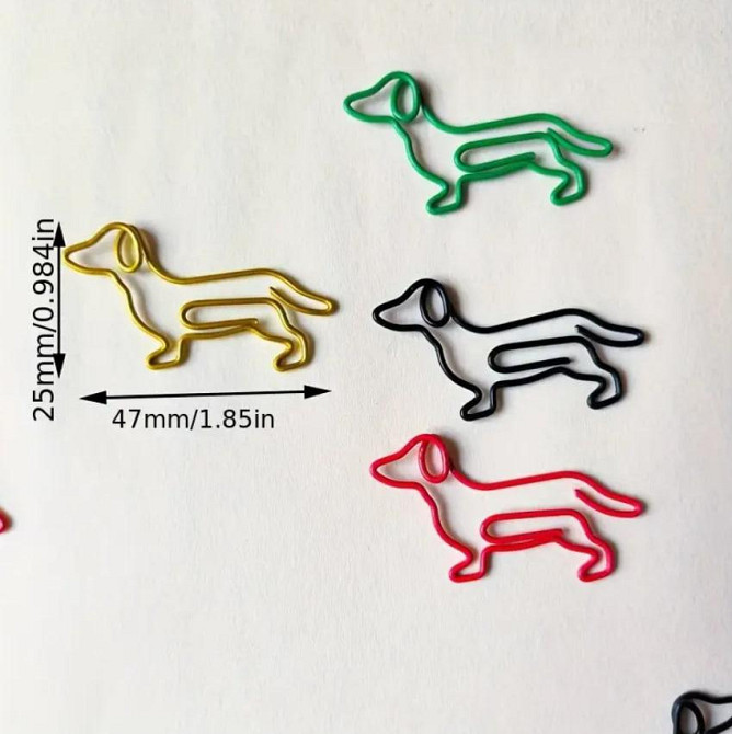 Креативные скрепки в форме собак, набор 10 шт | Цветные металлические скрепки для документов. Киев - изображение 4