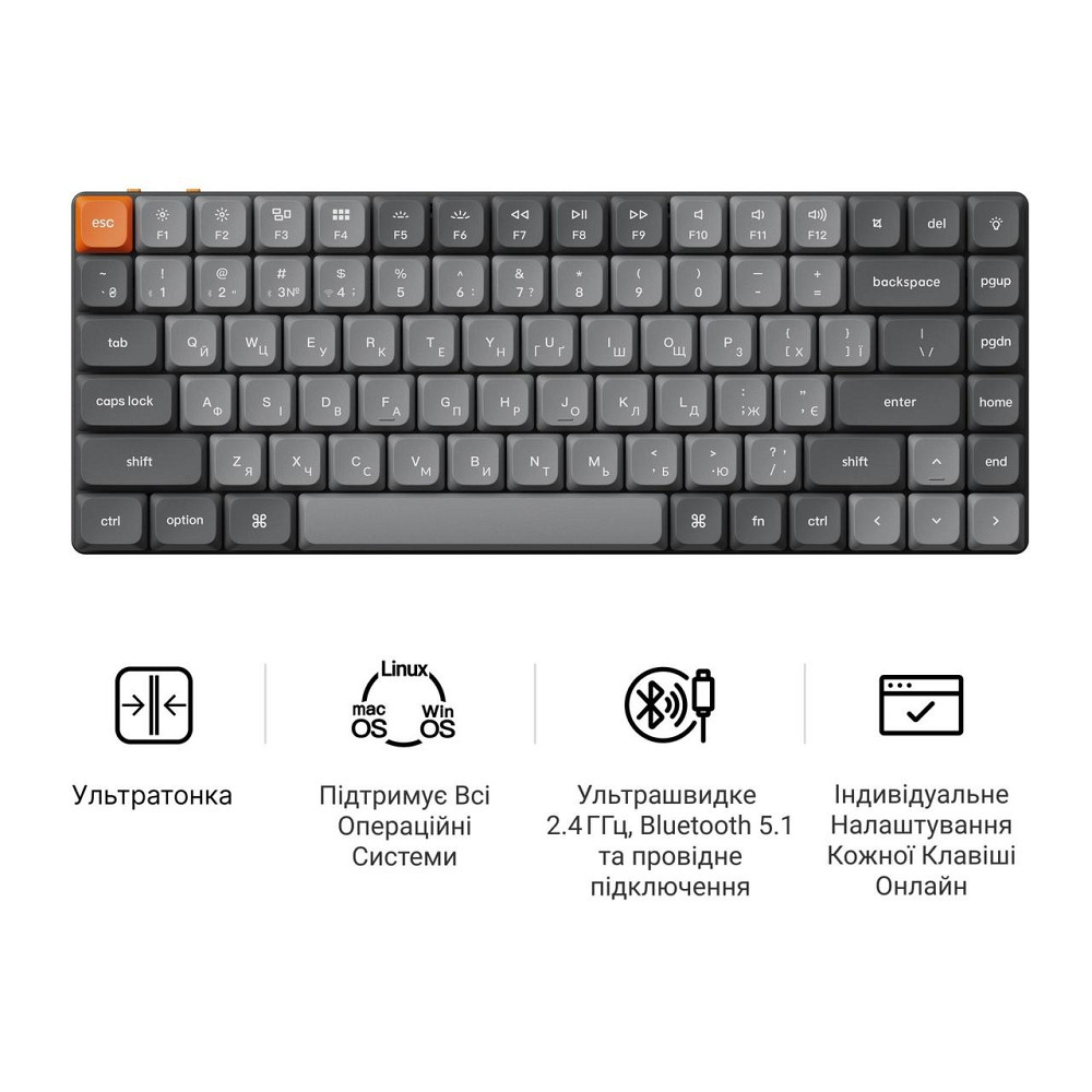 Клавіатура бездротова Keychron K3 Max, Gateron MX 2.0 Brown, Hot-Swap, RGB UA Black (K3M-H3-UA) ( 22724 ) Харьков - изображение 13