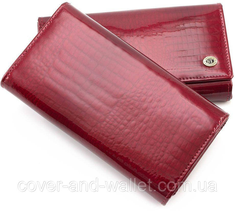 Жіночий червоний лаковий гаманець з візитницею ST Leather S8001 Київ - фото 6