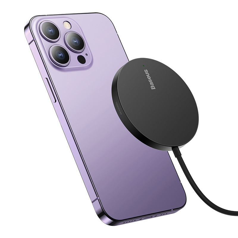 Бездротовий зарядний пристрій Baseus Simple Mini3 Magnetic Wireless Charger 15W Black Київ - фото 4