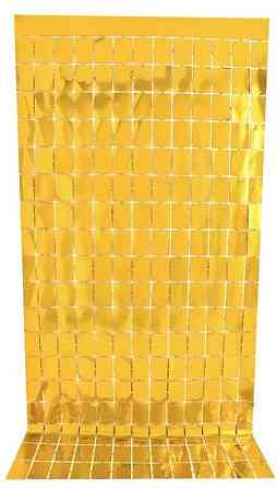 Дождик для фотозоны на стену кубиками 2 м на 1 м золотистый Киев
