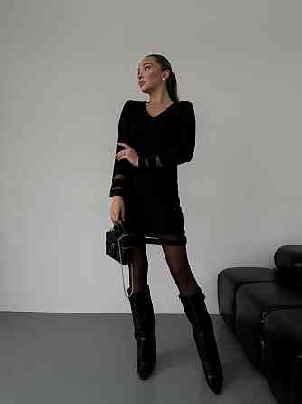 Жіноча стильна святкова сукня з вставками з сітки вільного фасону креп дайвінг + сітка Одеса