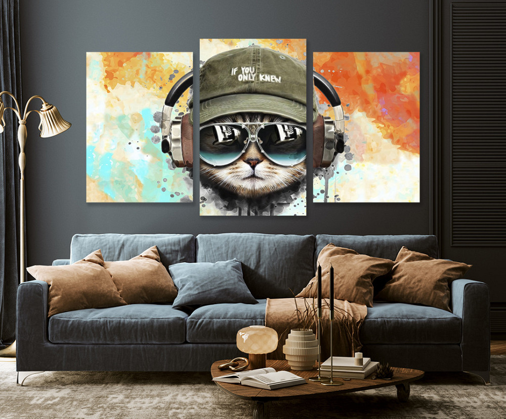 Модульная картина в гостиную / спальню Музичний кіт Art-627_3 Киев - изображение 4