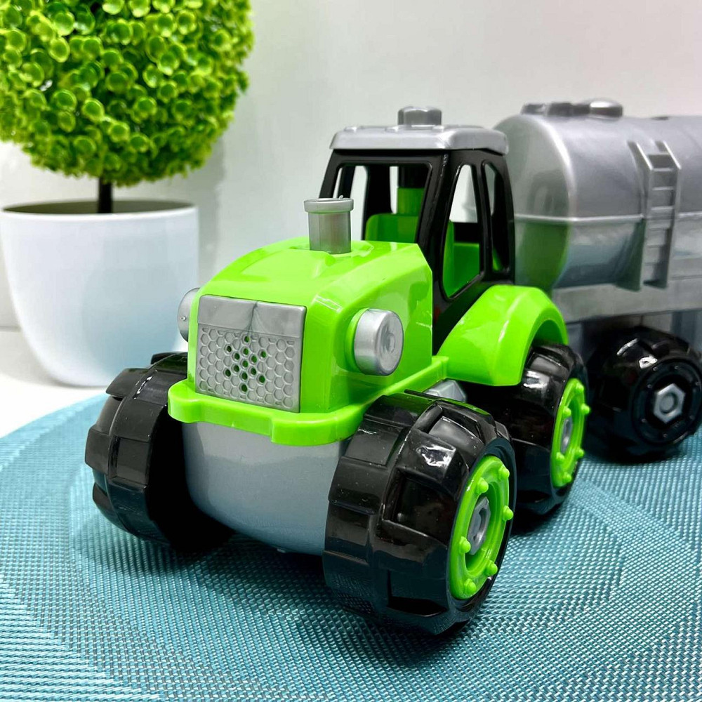 Трактор конструктор на шурупах із причепом 32 см Зелено-сірий (0488-801-2-3) Чернигов - изображение 3