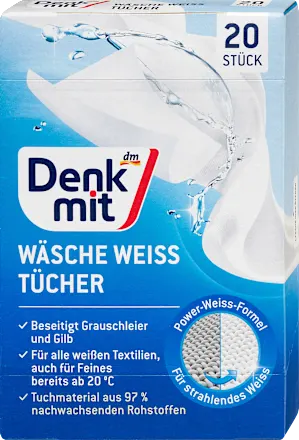 Серветки для відновлення білого кольору Denkmit Wäsche-Weiss-Tücher 20 шт. Київ - фото 2