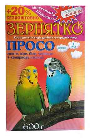 Корм Зернятко. Просо для дрібних і середніх папуг, 600 г Вінниця