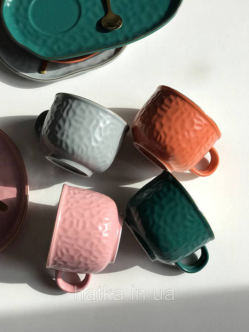 Чашка з блюдцем і ложкою 150 мл 20*15 см "Добрий ранок" Olens рожева Київ - фото 3