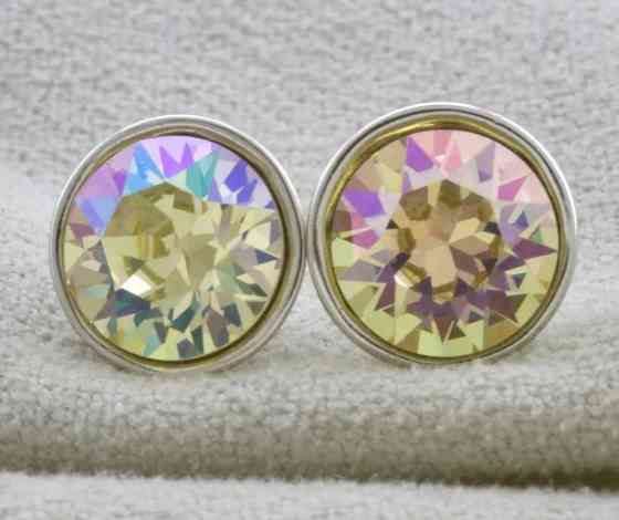 Серьги Xuping с кристаллами Swarovski 83081, размер 10*10мм, цвет блестящий желтый, позолота Белое Золото Киев