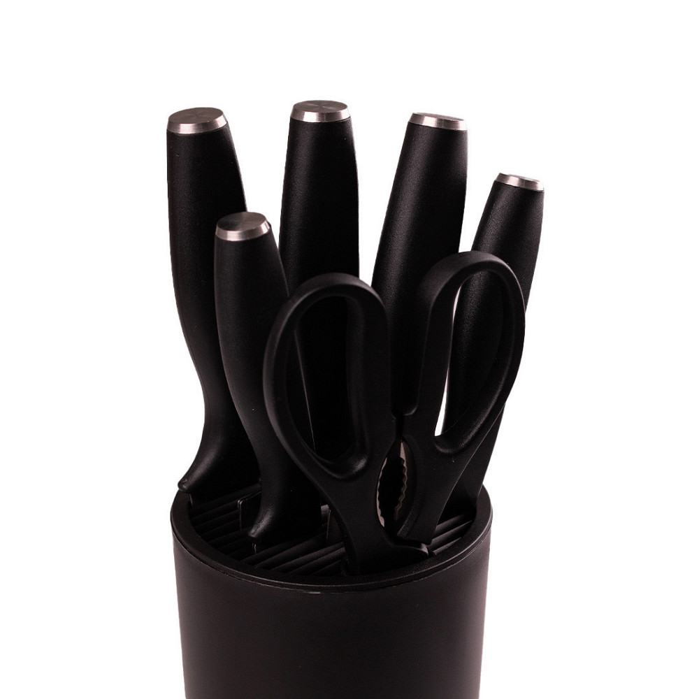 Кухонные ножи с подставкой, 6 предметов, черные Киев - изображение 1