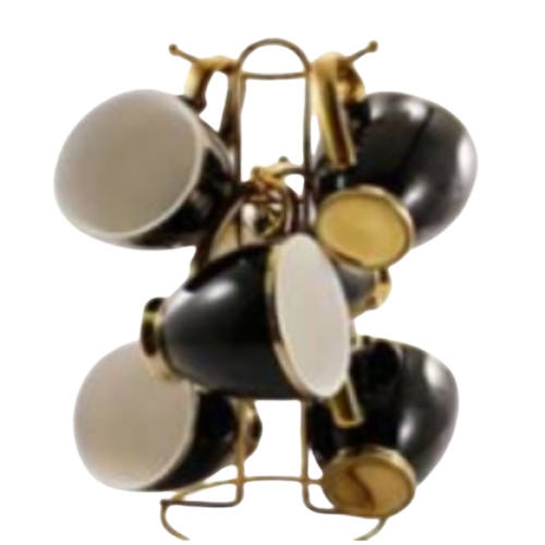 Набір чашок 6 предметів 280мл (в кольоровій коробці) порцеляна чорний 6815-B Interos Житомир - изображение 1