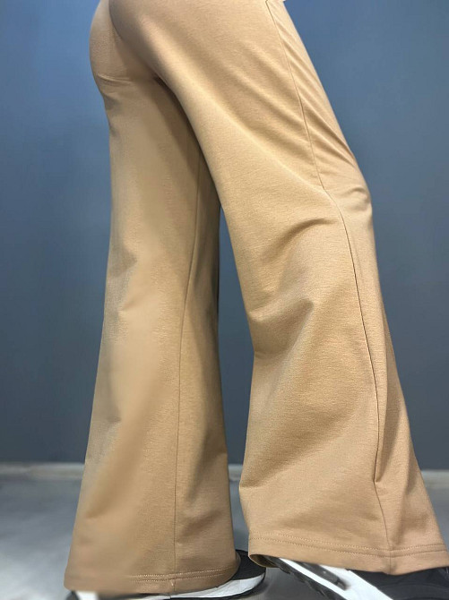 Брюки женские MY CITY 8286 широкие клеш от бедра шов стрелка впереди высокая посадка капучино, капучино, SM Киев - изображение 3