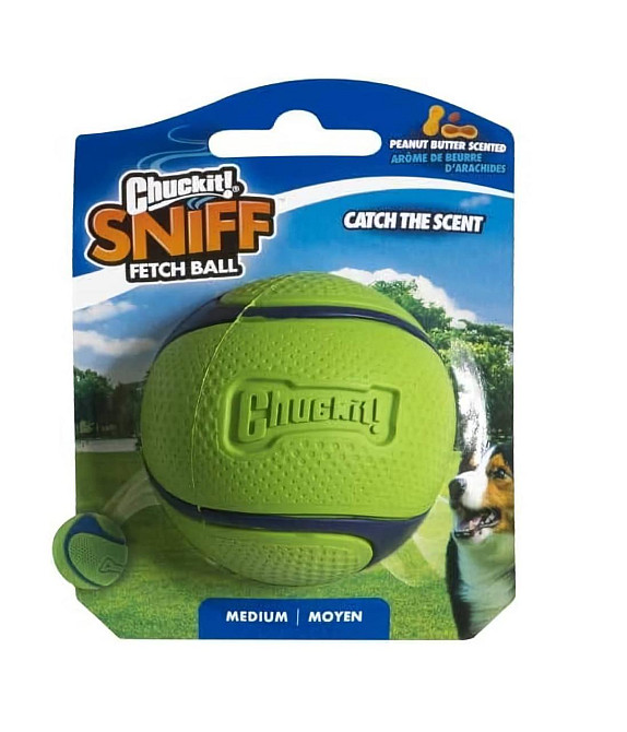 Мячик для собак Chuckit! Sniff Fetch Ball игрушка с ароматом арахисовой пасты, размер М (6.4 см) Винница - изображение 1