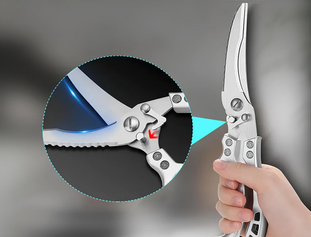 Кухонні ножиці-ніж 2 в 1 RESTEQ з чохлом, нержавіюча сталь — універсальний інструмент для оброблення та різання Київ - фото 7