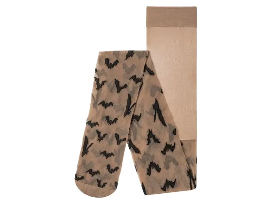 Женские капроновые колготы с летучими мишами для Хэллоуина 20 den М 42-44 бежевый Киев