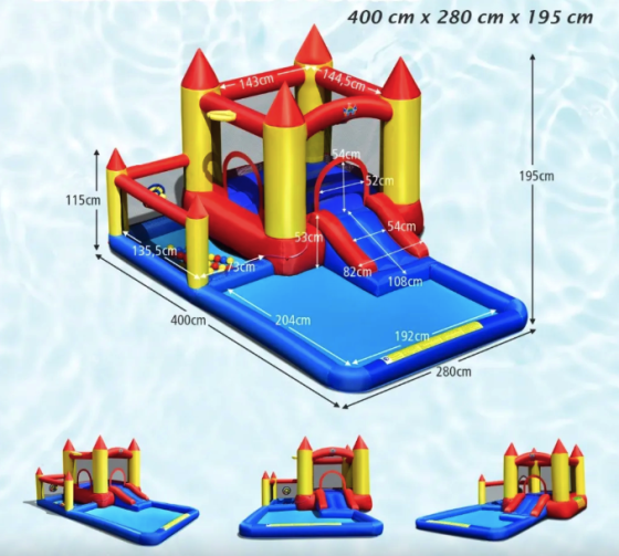 Надувний водний центр Costway Happyland з гіркою 400см з вентилятором Киев