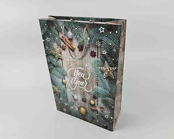 Новогодний ,картонные пакеты с ручками Гигант вертикальный 30х47х12-021 (12 шт) Харьков