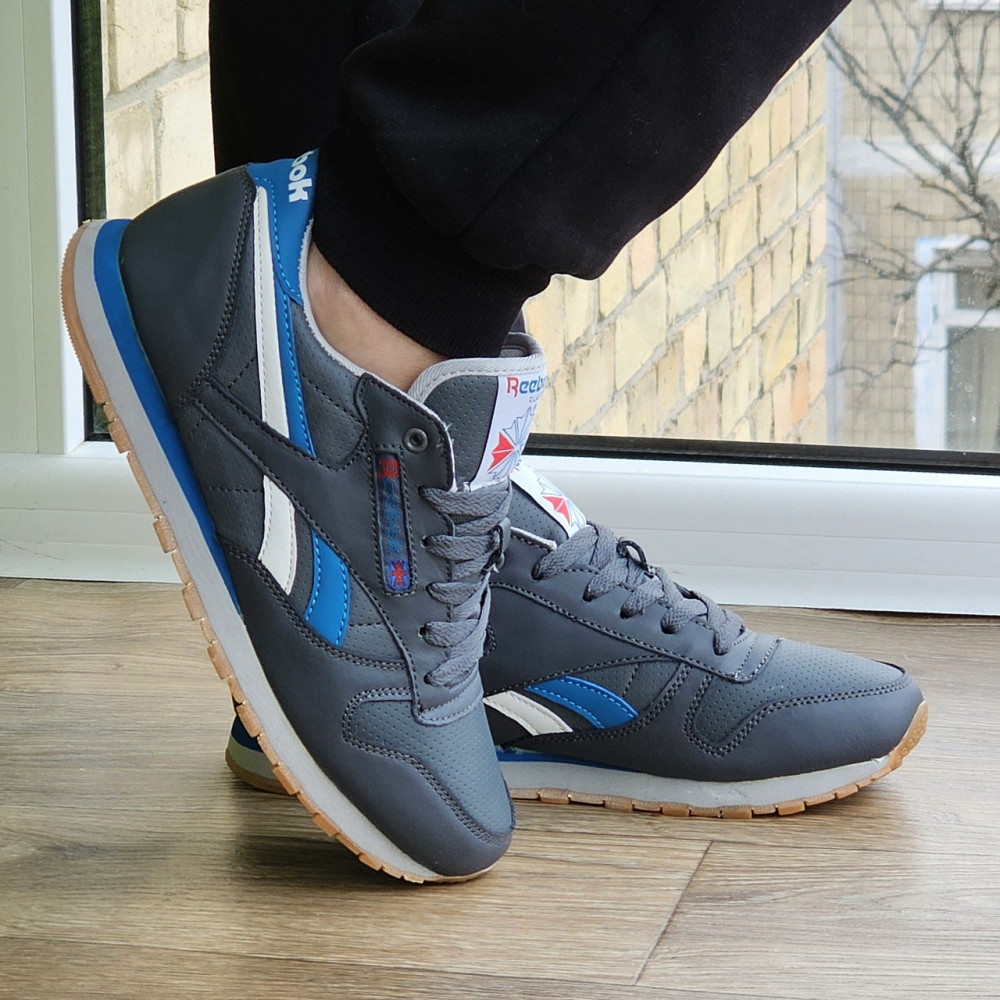 Чоловічі Кросівки Reebok Classic Сірі Шкіряні Рибок (розміри: 45) Відео Огляд Дніпро - фото 4