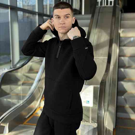 Теплое мужское худи зимнее чёрное Pobedov Concord Киев