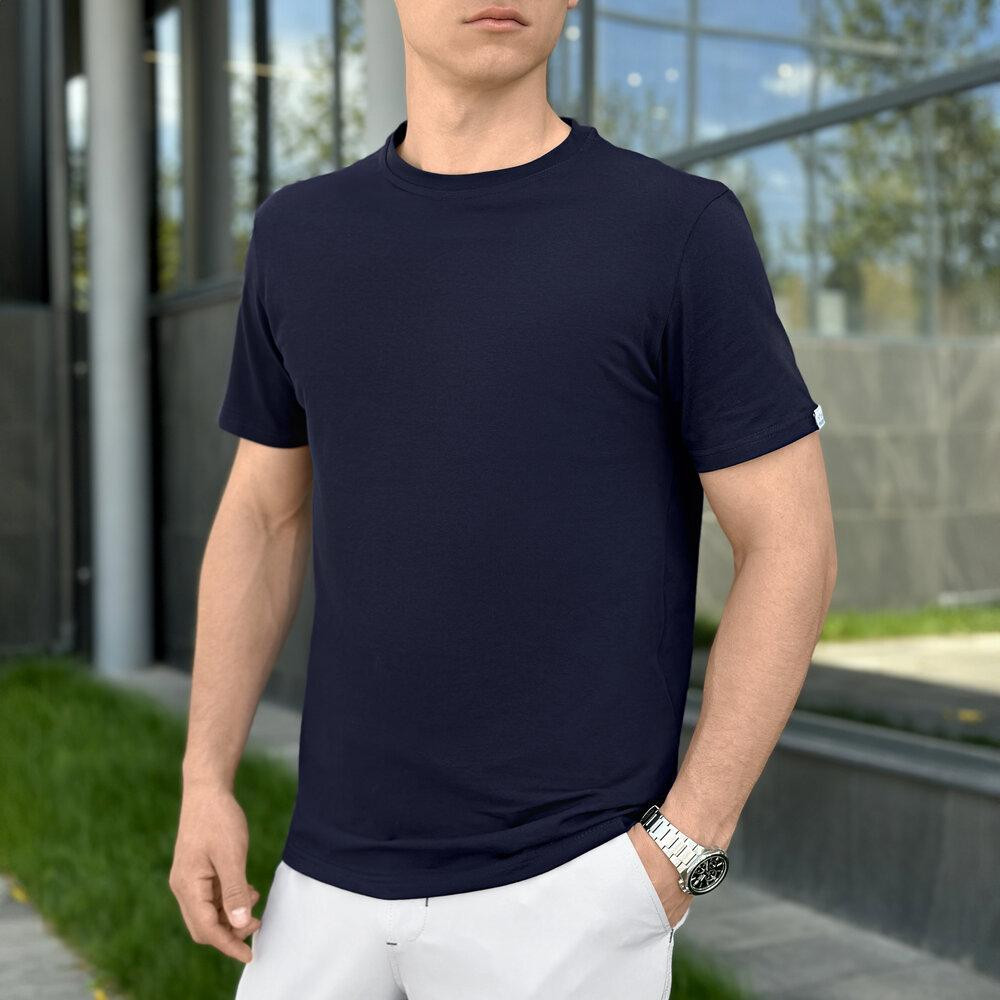 Чоловіча футболка Pobedov Peremoga однотонна літня бавовняна темно-синя Одеса - фото 2