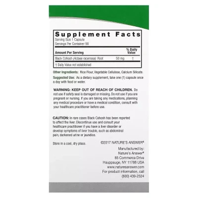 Трави Nature&apos;s Answer Клопогон, 50 мг, Black Cohosh, Full Spectrum Herb, 90 вегетаріанських кап (NTA-16126) Вінниця - фото 3