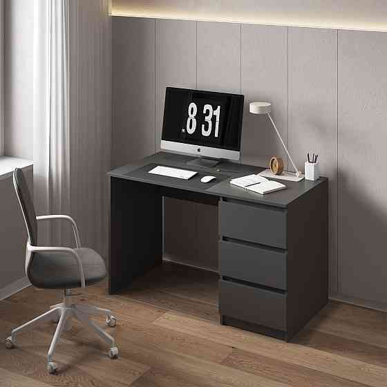 Компьютерный стол VAYS, письменный, современный, с тумбой cправа, 3 ящика з фасадами без ручек R-1 Антрацит Львов