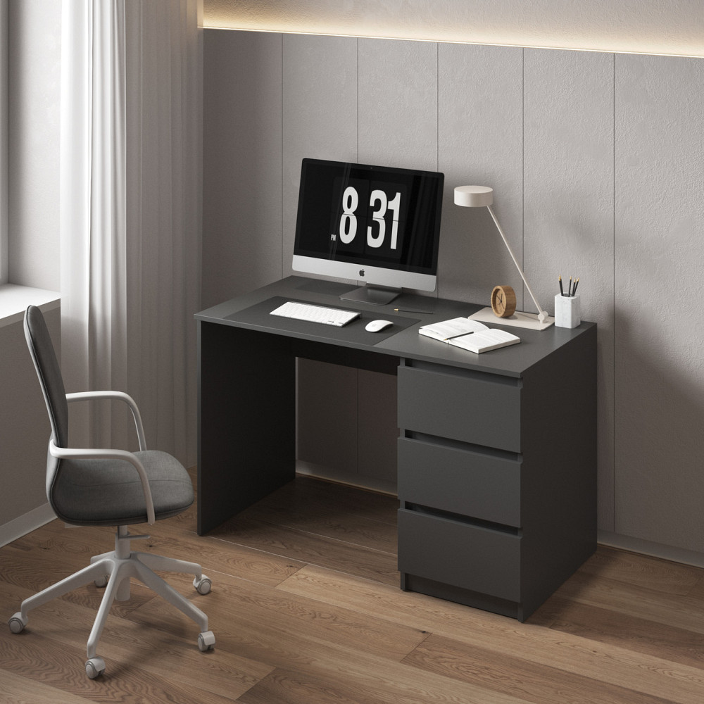 Компьютерный стол VAYS, письменный, современный, с тумбой cправа, 3 ящика з фасадами без ручек R-1 Антрацит Львов - изображение 1