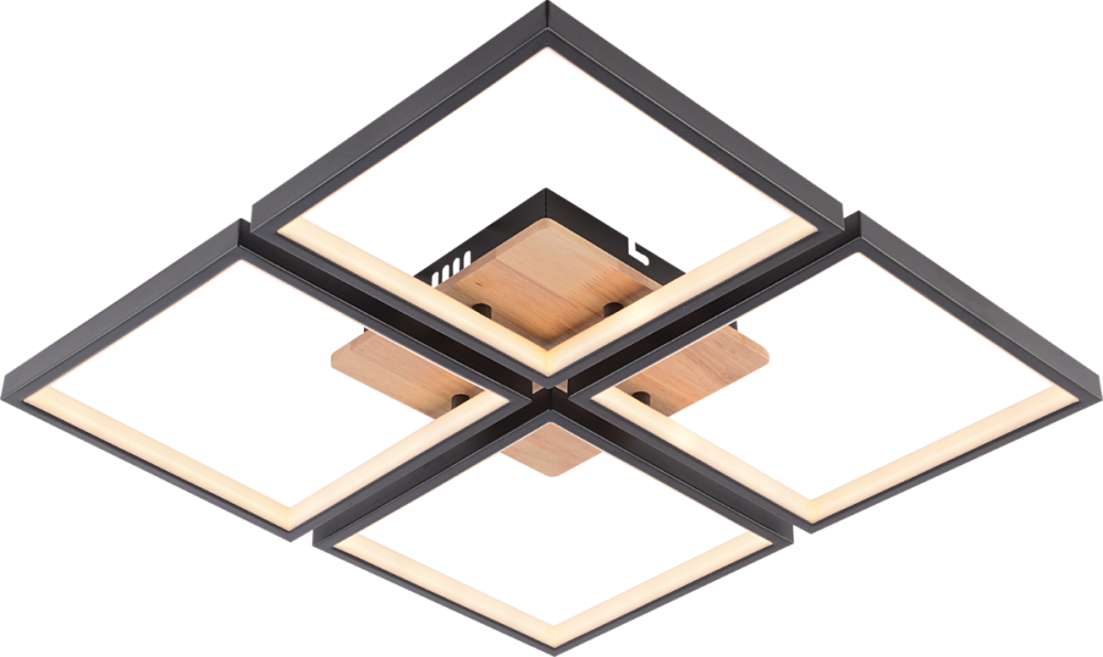 VALESO Люстра стельова світлодіодна VALESO /4 з пультом, LED 82W, димер, Чорний+Дерево Киев - изображение 1