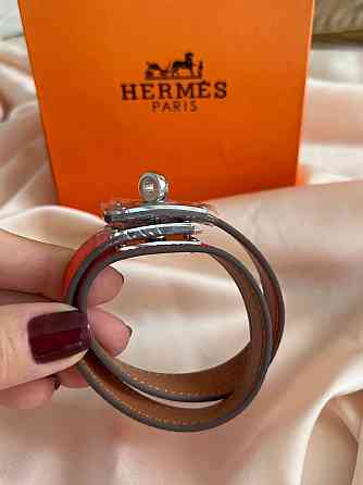 Кожаный браслет Hermes на два оборота красный | Наматывающийся браслет на руку | Браслет Hermes Одесса