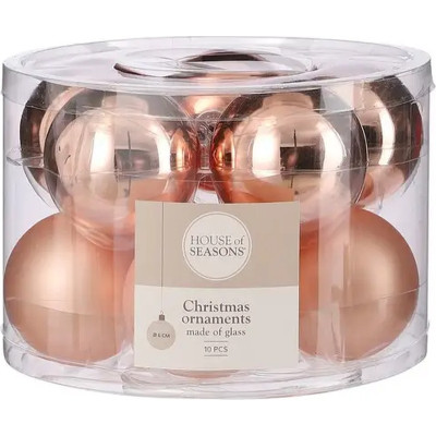 Ялинкова іграшка House Of Seasons Скляні кульки 10 шт D6 см Персикові (8718861800319) Вінниця - фото 1