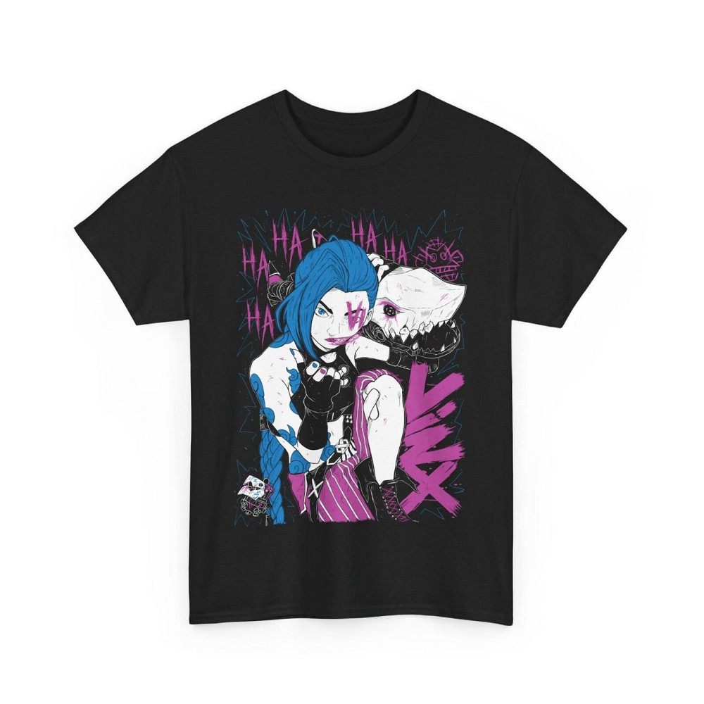 Футболка чоловіча з аніме принтом Джінкс Аркане Джапанесе Аніме оверсайз (S/M/L) Чорний AnimeJ0505 Дніпро - фото 5