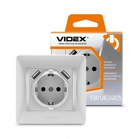 BINERA срібний шовк Розетка внутрішня 1-а +2USB із заземленням Videx Житомир - изображение 1