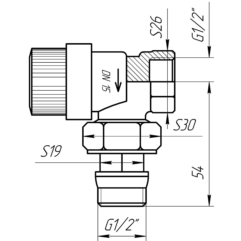 Кран радіаторний кутовий Q PROFESSIONAL  1/2″ NV-QP5007  під ключ з ущільнювачем Тернопіль - фото 2