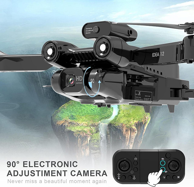 Дрон IDEA12 с 1080P камерой, коптер 360° с избеганием помех, FPV, складной квадрокоптер с сумкой le- Киев - изображение 5