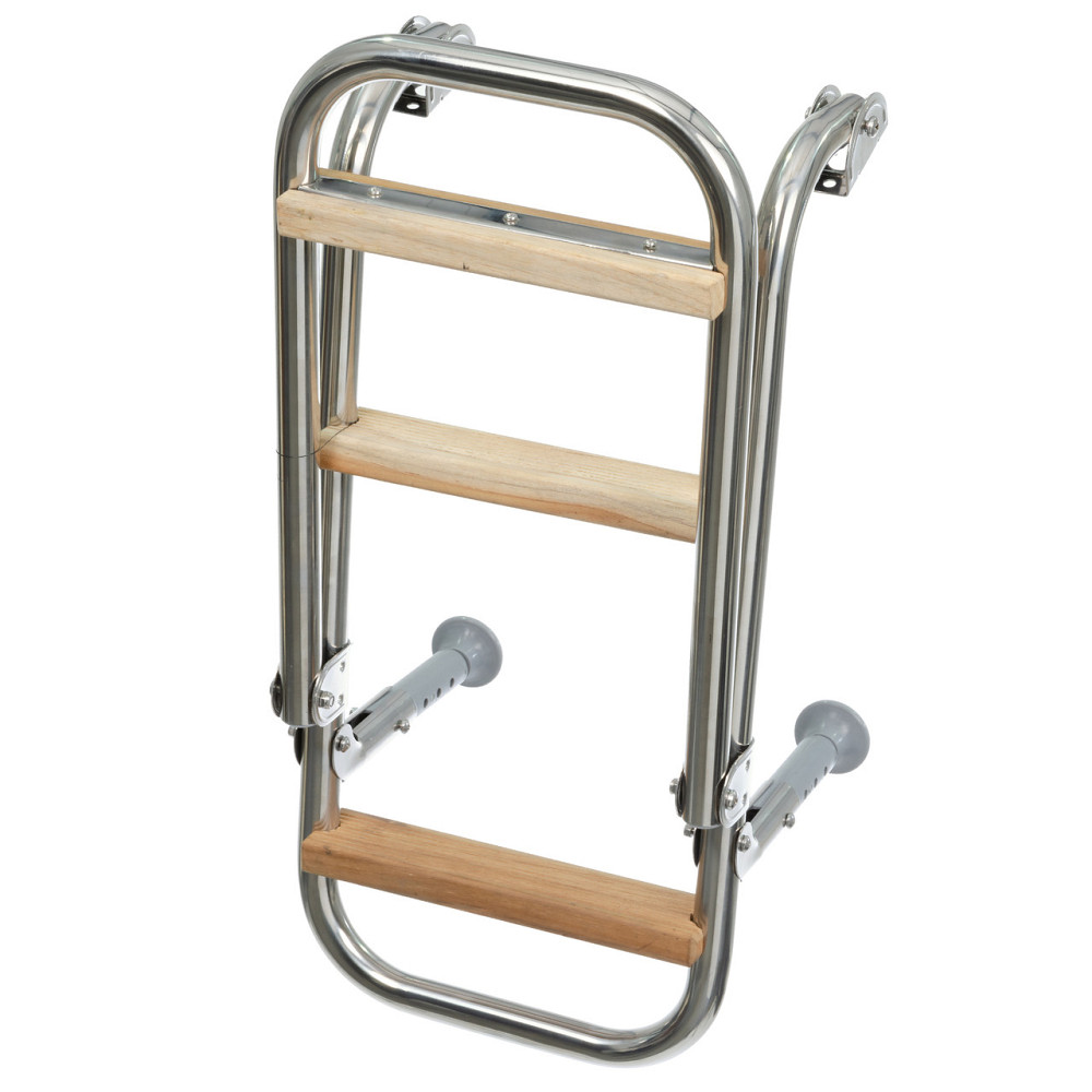 Драбина 250х800 мм, 3 ступені, 1041 з дерев'яними щаблями Київ - фото 2