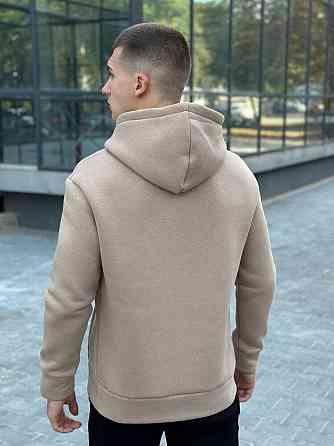 Теплое мужское худи на флисе с капюшоном песочное Pobedov 008 ЗИМА Киев