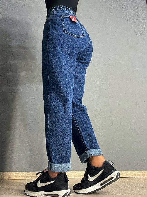 Джинси жіночі Vanver 8229 Mom великі розміри з резинкою на талії сині, синій, З8, 38, 98 см, 130 см Одеса - фото 4