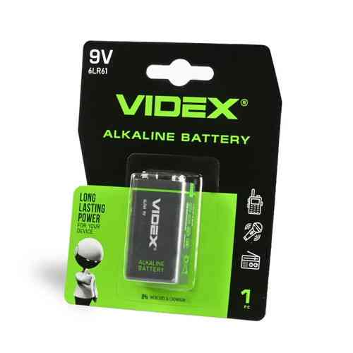 Батарейка Крона VIDEX 6LR61 9V, алкалінова (лужна) батарея для приладів, годинників і сигналізації Київ