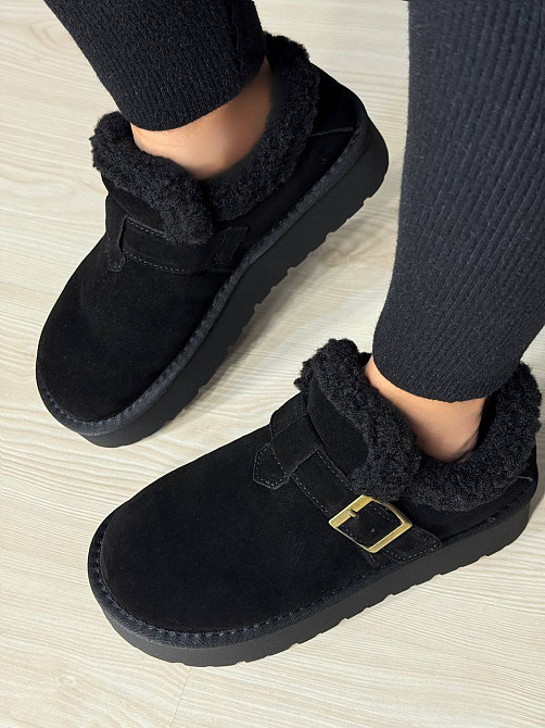 Ботинки женские Hengji 003-1 угги натуральная замша с пряжкой черные, 41, 25,5 см Киев - изображение 9