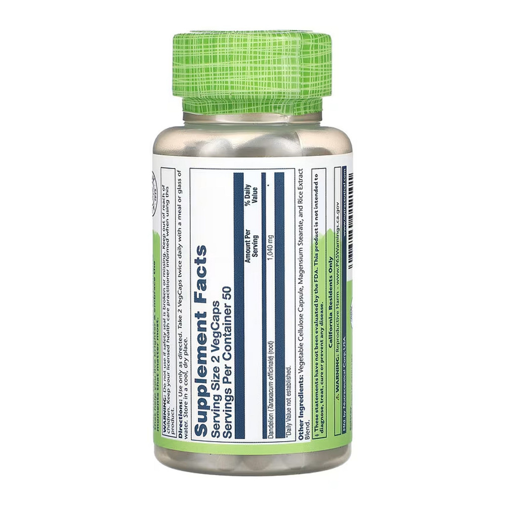 Одуванчик Solaray Dandelion Root 520mg 100 вег капс Киев - изображение 2